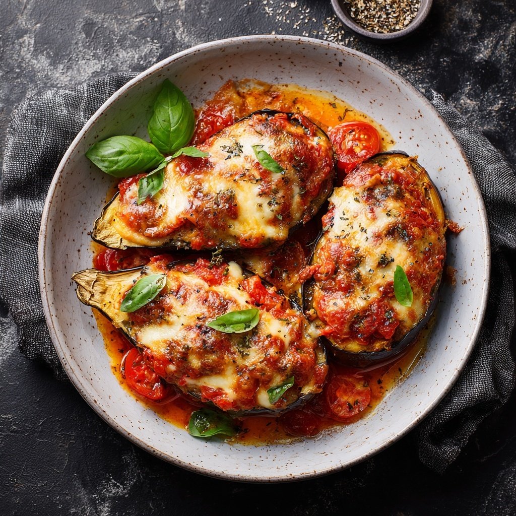 Gefüllte Auberginen mit Tomaten