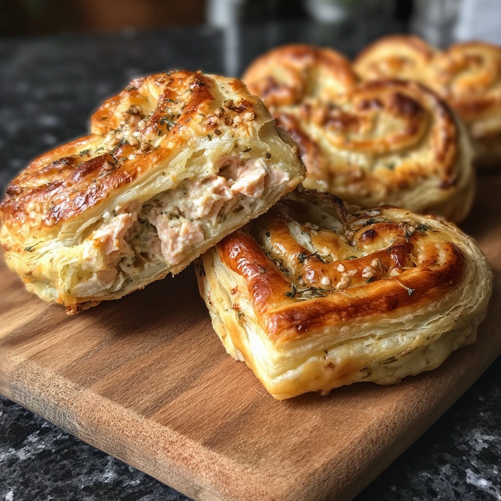 Blätterteig-Herzen mit Lachscreme