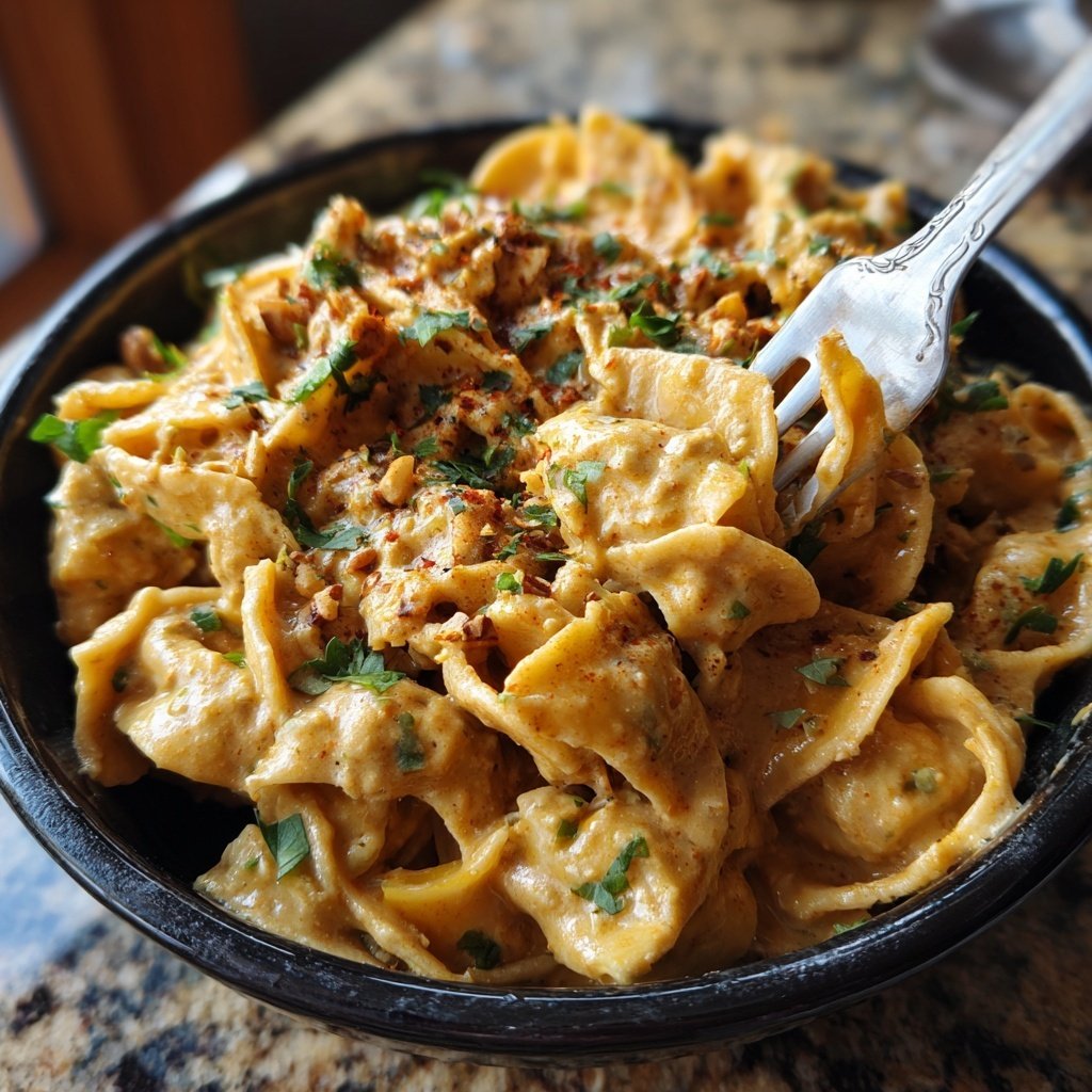 Walnuss-Linsen-Sauce mit Pasta