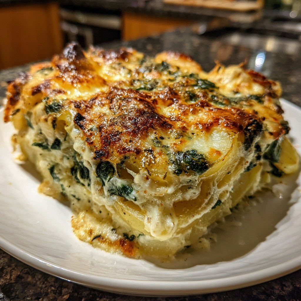 Kartoffelauflauf mit Spinat