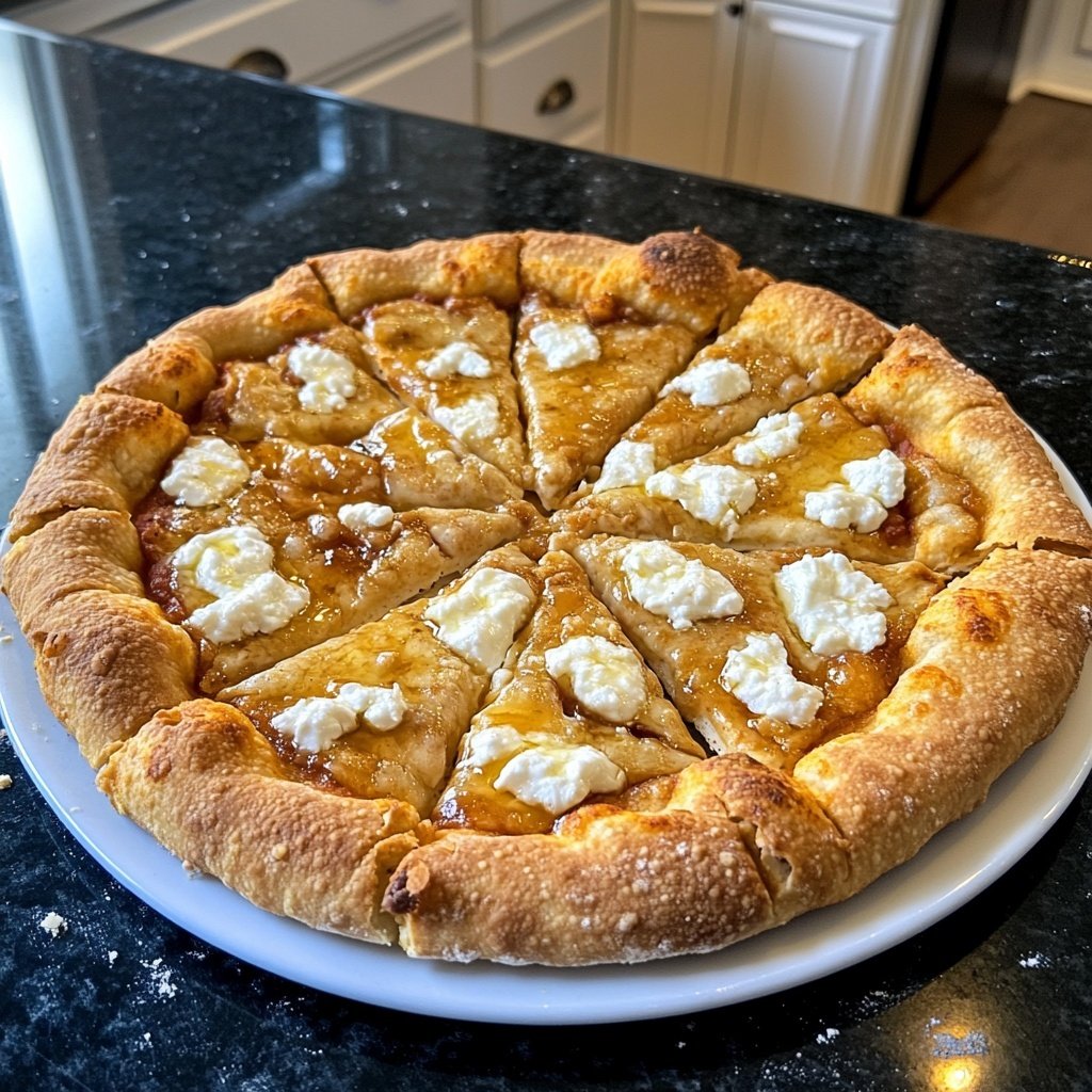 Pizza mit Ziegenkäse und Honig