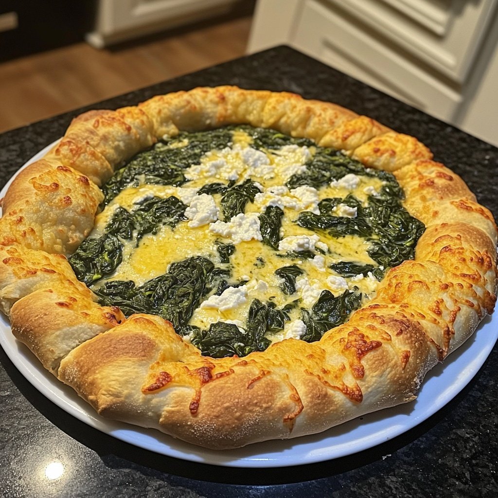 Pizza mit Spinat und Ricotta